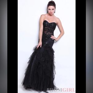 Atria Couture strapless lace illusion dress gown size 8